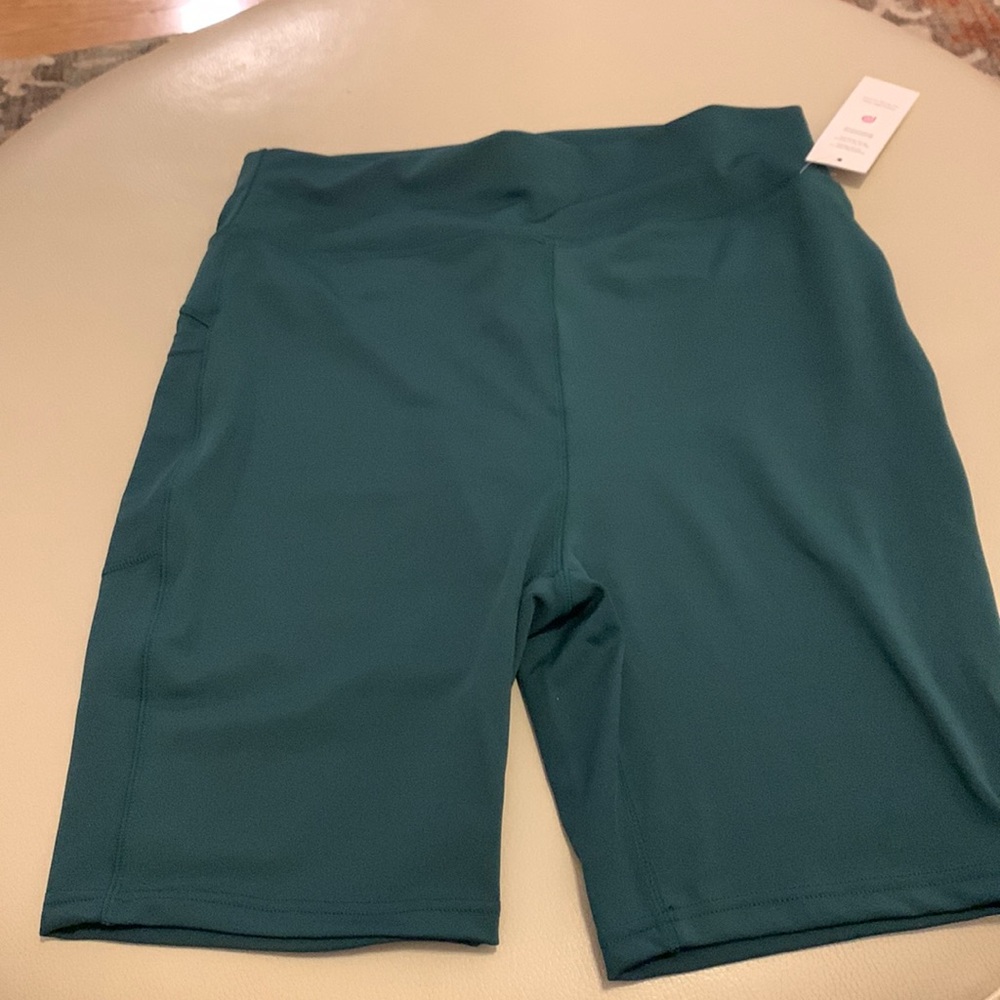 Forest green biker shorts